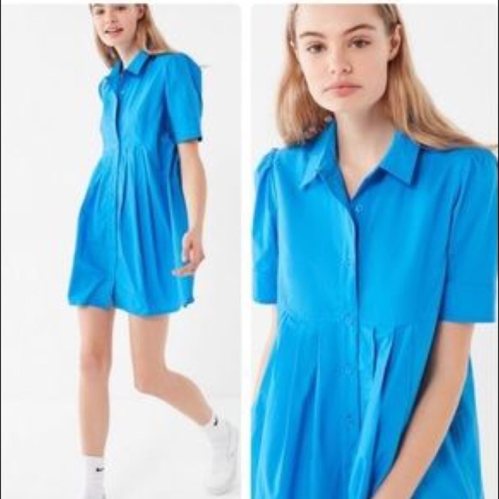 2 Urban Outfitters blue and black shirt dresses